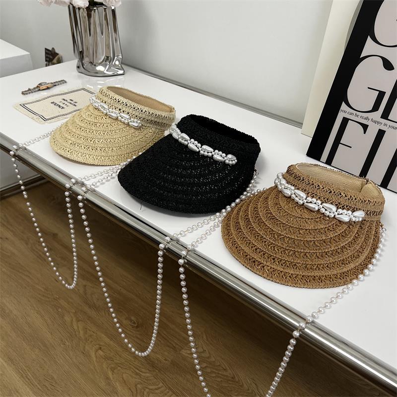 Handmade Pearl Chain Topless Hat Crossbody Outdoor