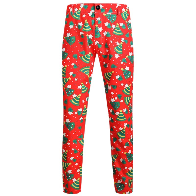 Men's One Button Printed Suit Christmas Casual Suit