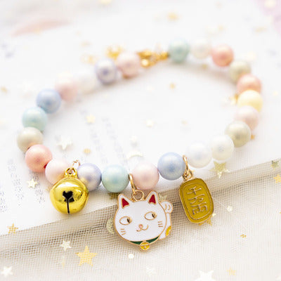 Fairy Girl Cat Pearl Necklace Pendant Pet Collar