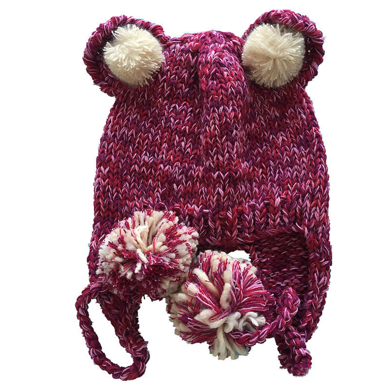 Women's Autumn And Winter Cute Hand Knitted Ear Protection Hat