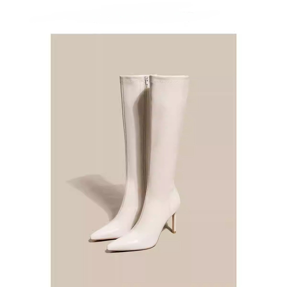 Womens Solid Color Casual White Pointedtoe Overtheknee Boots