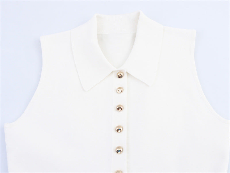 Short Skirt Hem Knitted Vest Top