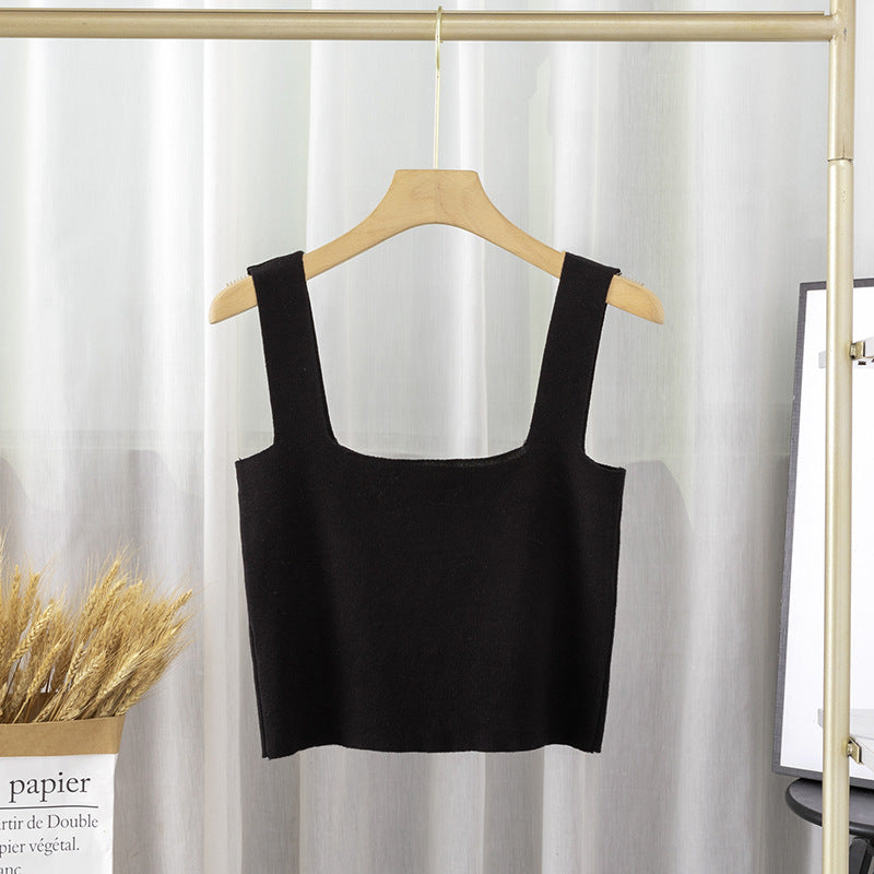 Short Square-neck Knitted Innerwear Camisole Vest