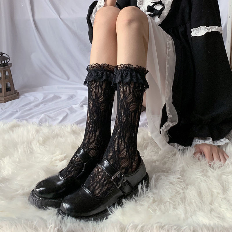 Japanese Jk Hollow Net Stockings Soft Sister Female Middle Tube
