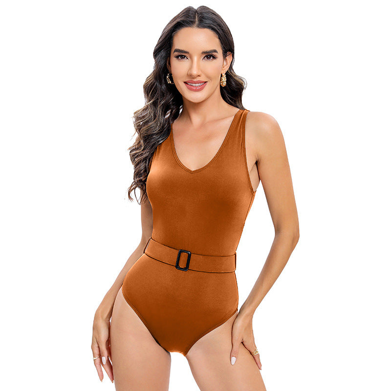 Belly Covering Conservative One-piece Swimsuit Women's Sling