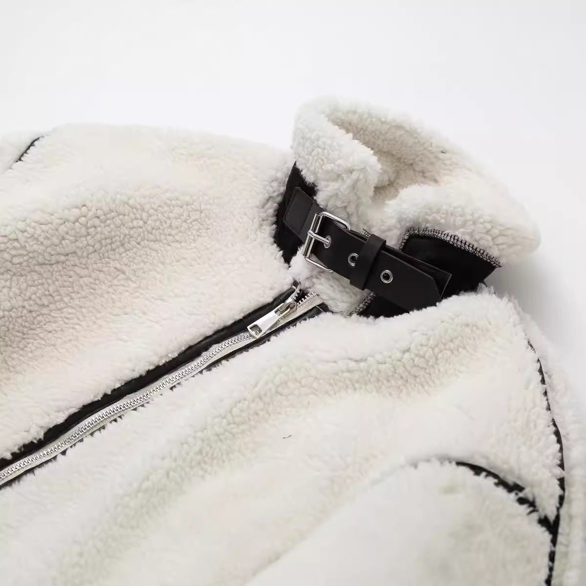 Women's Patchwork Lamb Fur Integrated Fun Design European And American Style Jacket Coat