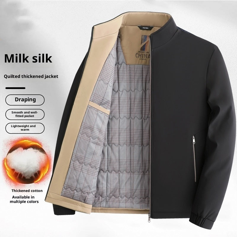 Men's Stand Collar Business Casual Middle-aged And Elderly Dad Jacket