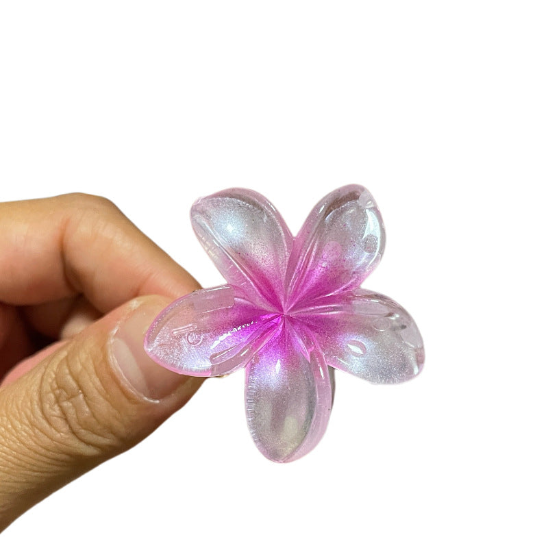Plumeria Rubra Grip Flower Barrettes Female 4CM
