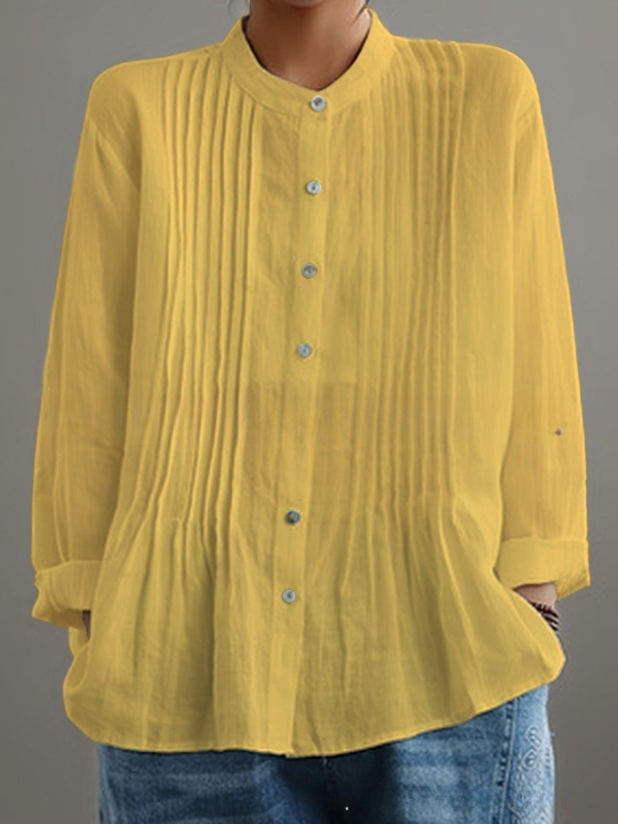 Women's Casual Long-sleeved Pleated Shirt