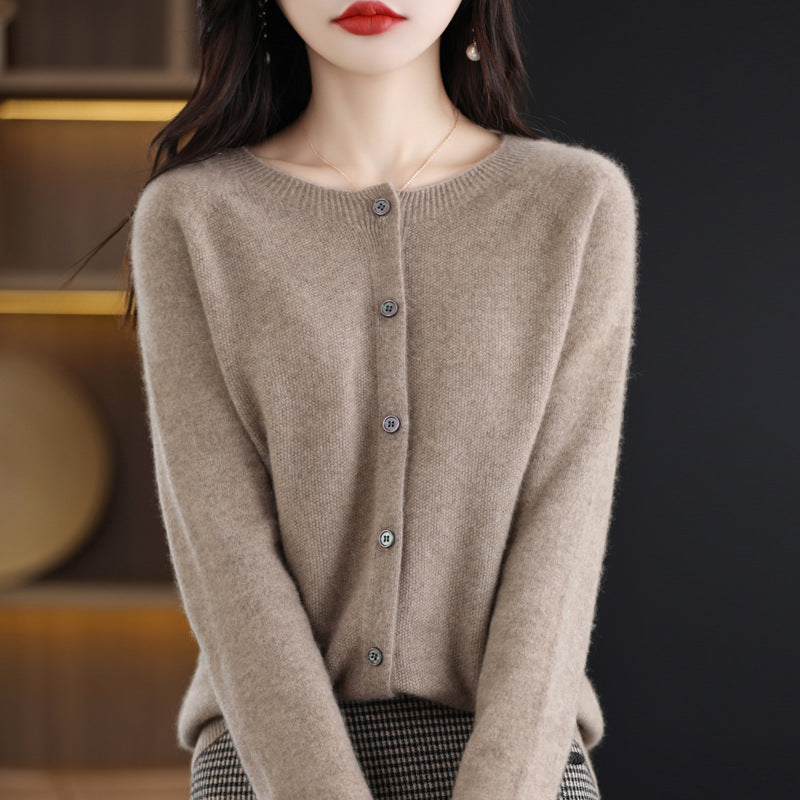 Cardigan Plus Size Coat Loose Round Neck Sweater