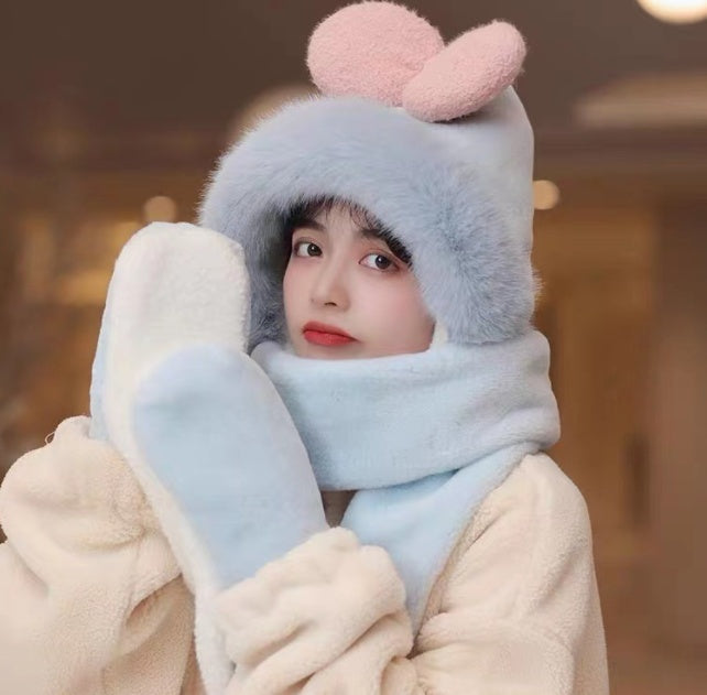 Winter Hat And Scarf Integrated Plush Insulation