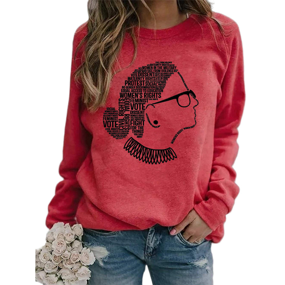 Justice Monogram Print Crew Neck Long Sleeve Sweatshirt