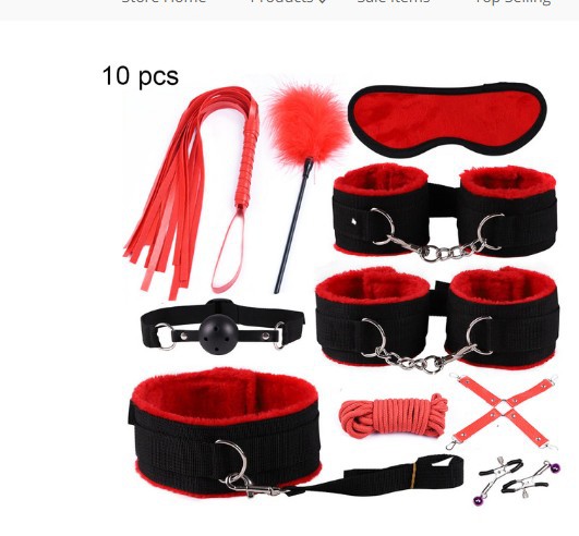 Non Leather Plush HandcuffsWhip And Ribbon Suit