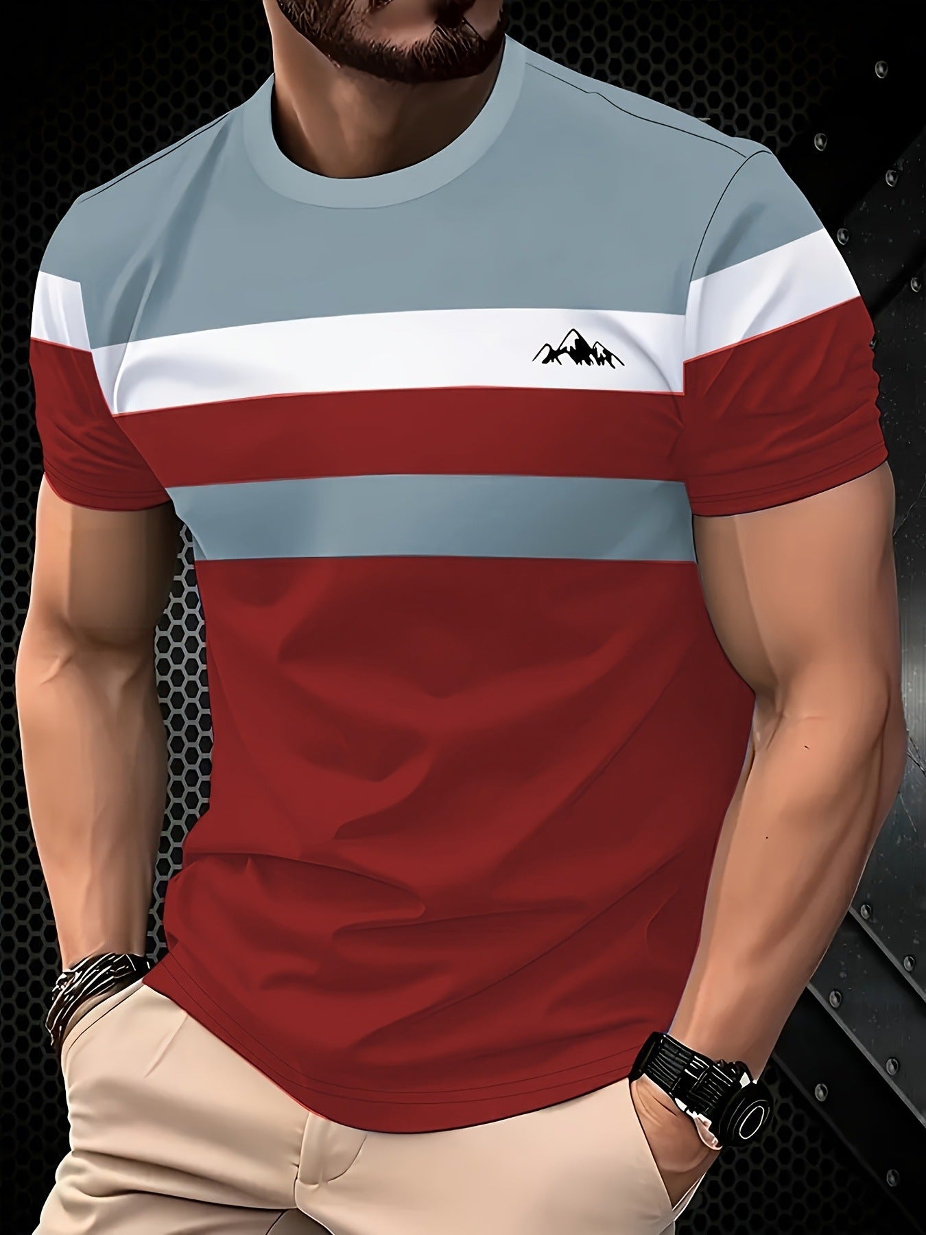 Mens Casual Minimalist 3D Short Sleeve Printed T Shirt Top