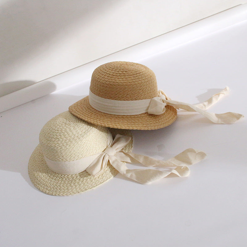 Women's Straw Hat Sunshade And Sunscreen With Ribbon Bow