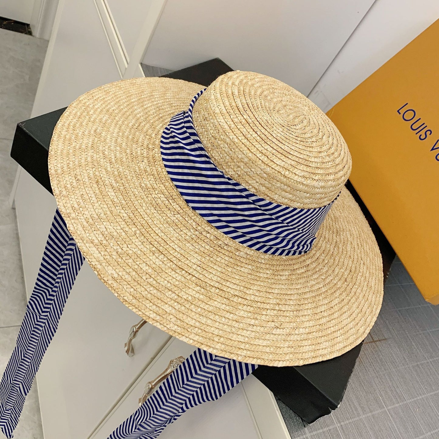 Blue Strappy Beach Spring Summer Seaside Sun Hat