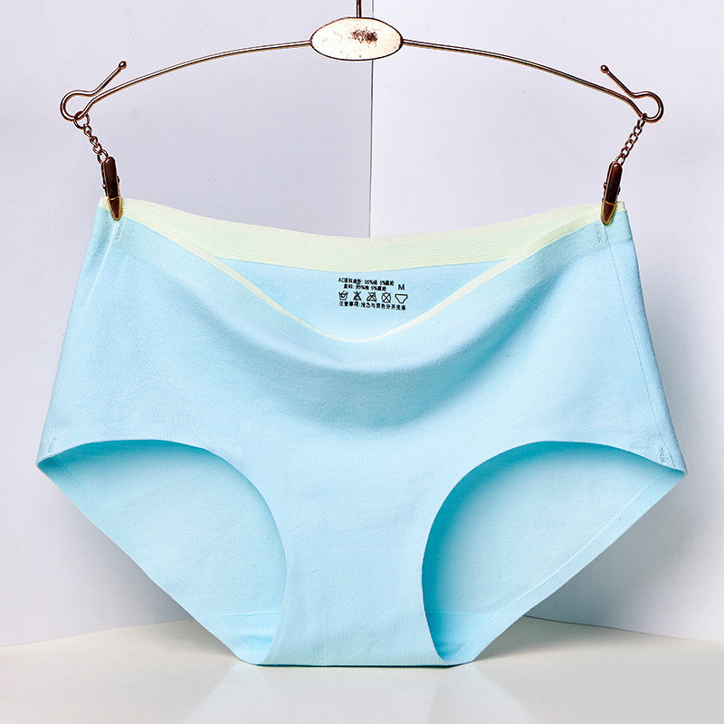 Pure Cotton Underwear Girls' Mid-waist Solid Color Antibacterial Breathable Sexy Hip Lifting Seamless Briefs
