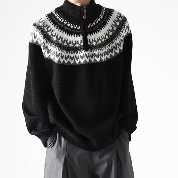 Mens American-style Retro Sweater For Fall And Winter