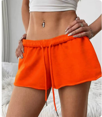 Women's Solid Color Loose And Versatile Drawstring Shorts