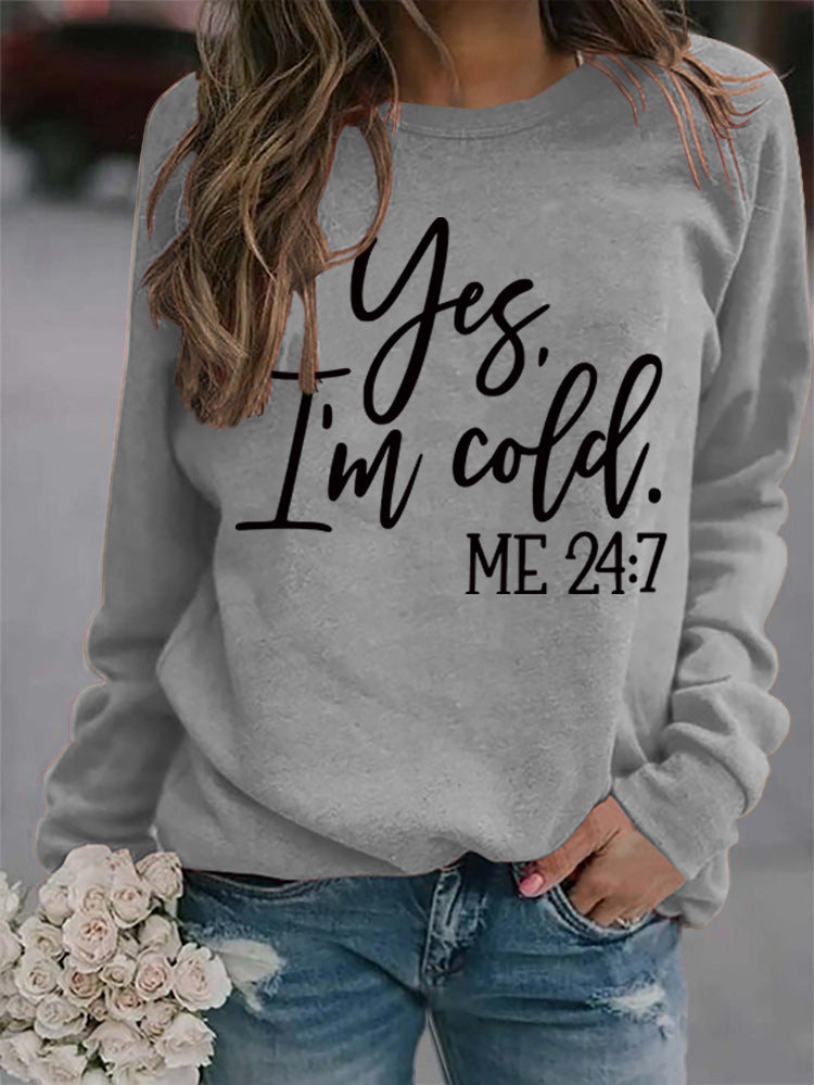 Loose Casual Letters Round Neck Print Sweatshirt