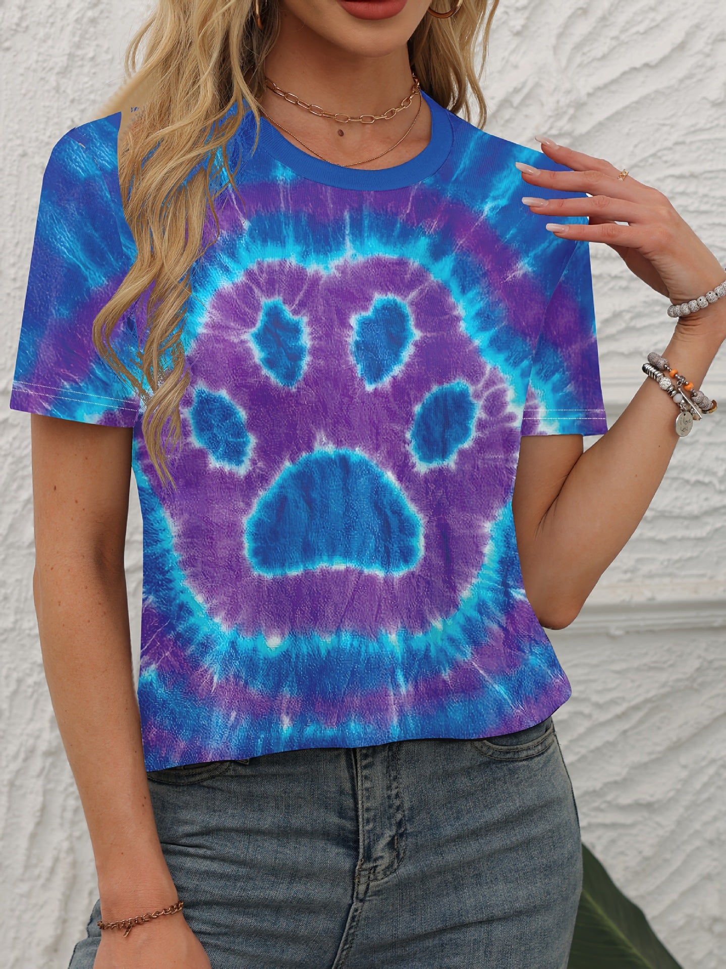 Women's 3D Printed Pattern Garden Collar Short Sleeve