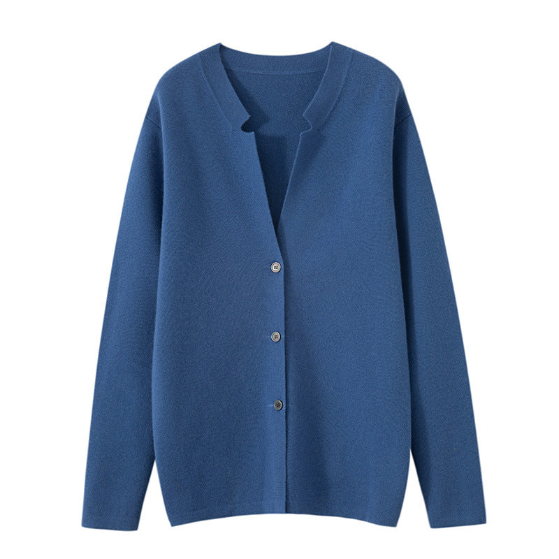 Wool Cardigan Men's Stand Collar Solid Color