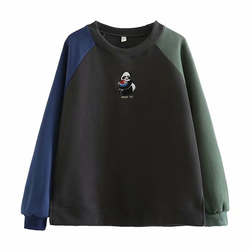 Raglanærmet blød, løstsiddende sweater til kvinder med farvematchning