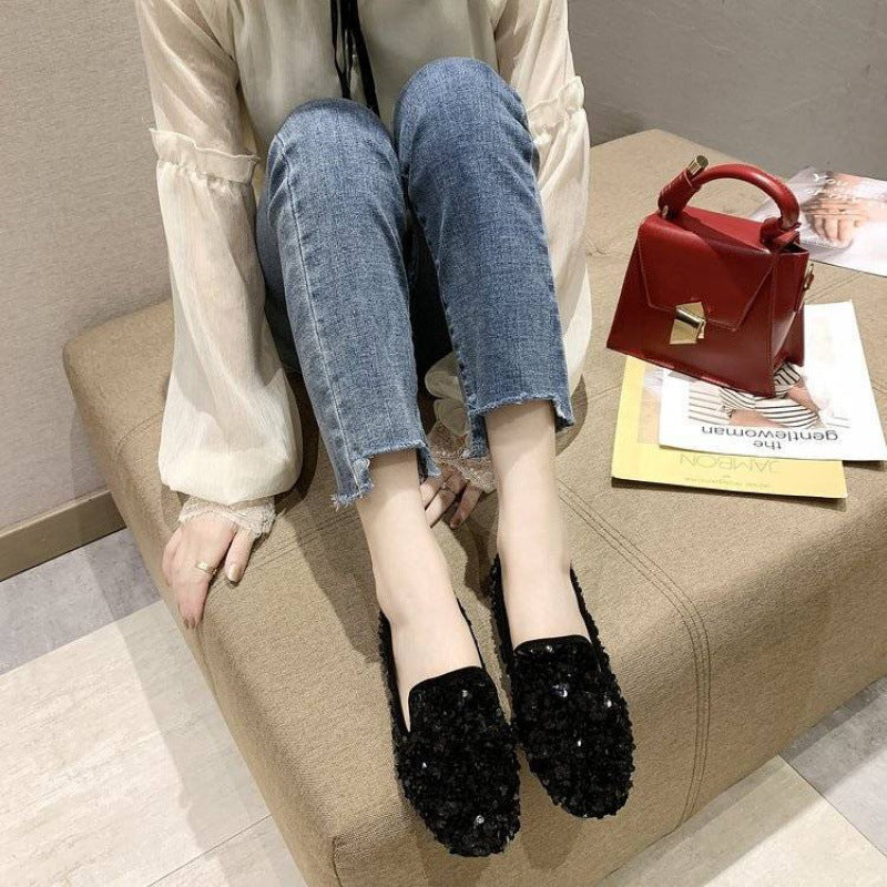 New Women's Flat All-match Social Rhinestone Pumps