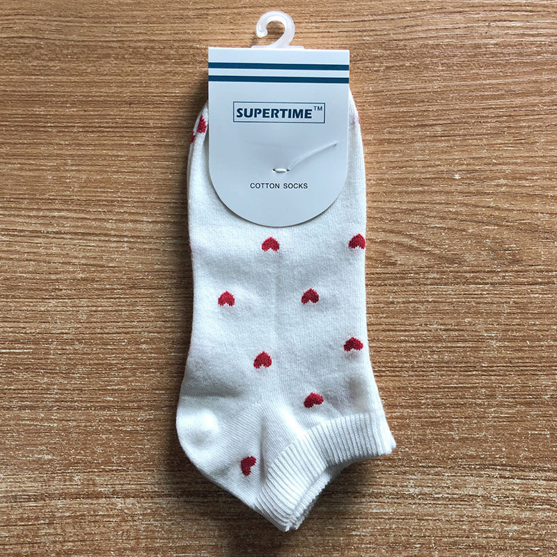 Ladies Cotton Socks Japanese Love Heart