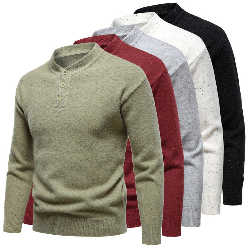 Henry Sweater til Mænd med Høj Krave og Snefnugprikket Design