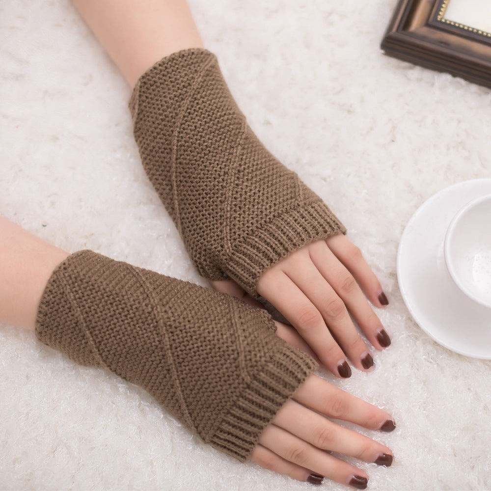 Colorful Warm Half Fingerless Gloves Knit