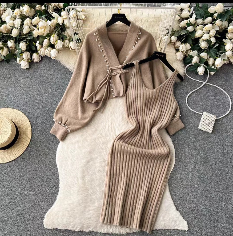 Women's Two-Piece Set V-Neck Slip Dress