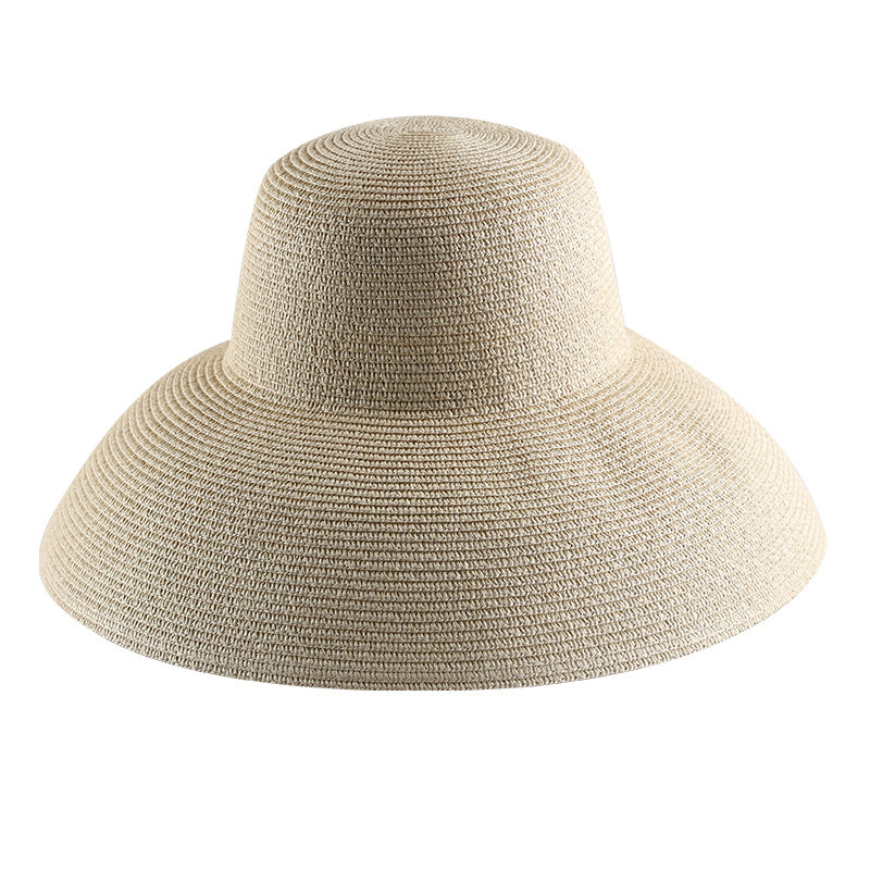 Big Brim Straw Hat On The Beach With Sun Protection And Sunshade