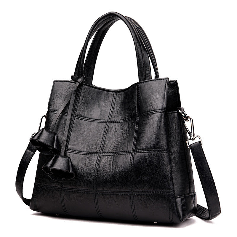 Fashion All-match Soft Leather Three-layer Large-capacity Shoulder Bag