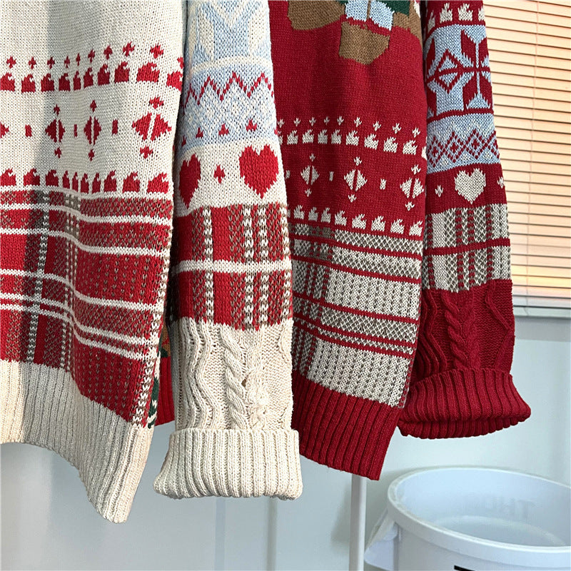 Sweater Herre Ins Trendy Rund Hals Japansk-inspireret Retro Hong Kong Stil