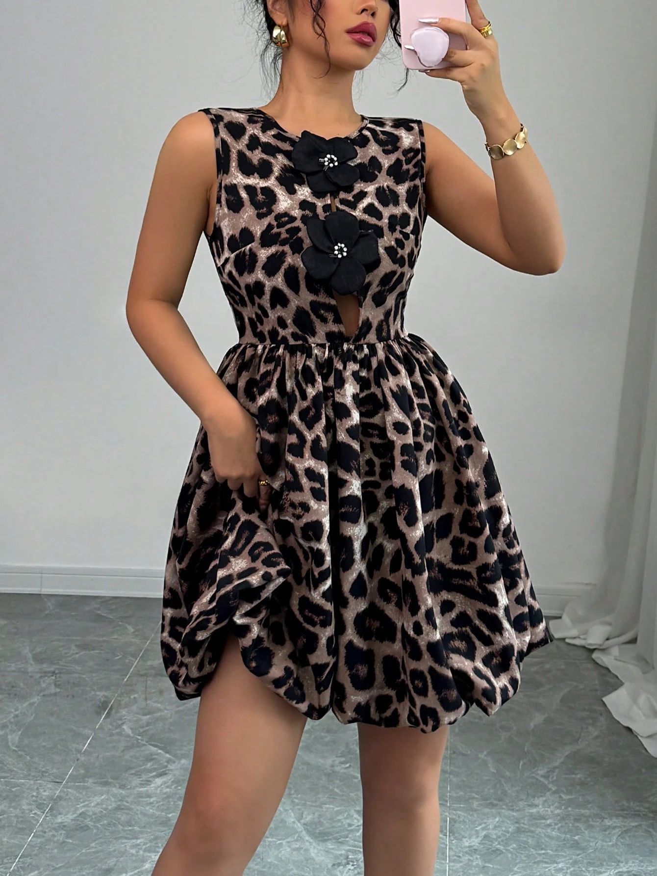 New Leopard Print Floral Dress For Women In Summer