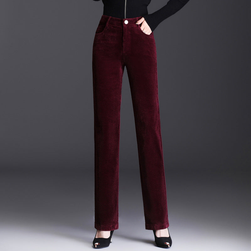 High Waist Straight Corduroy Women's Pants Loose Lamp Wick