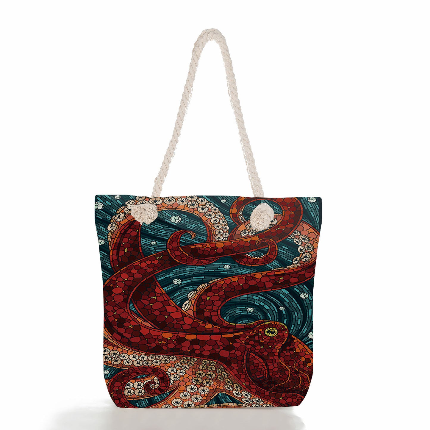 Women's Fashion Print Thick Rope Handbag