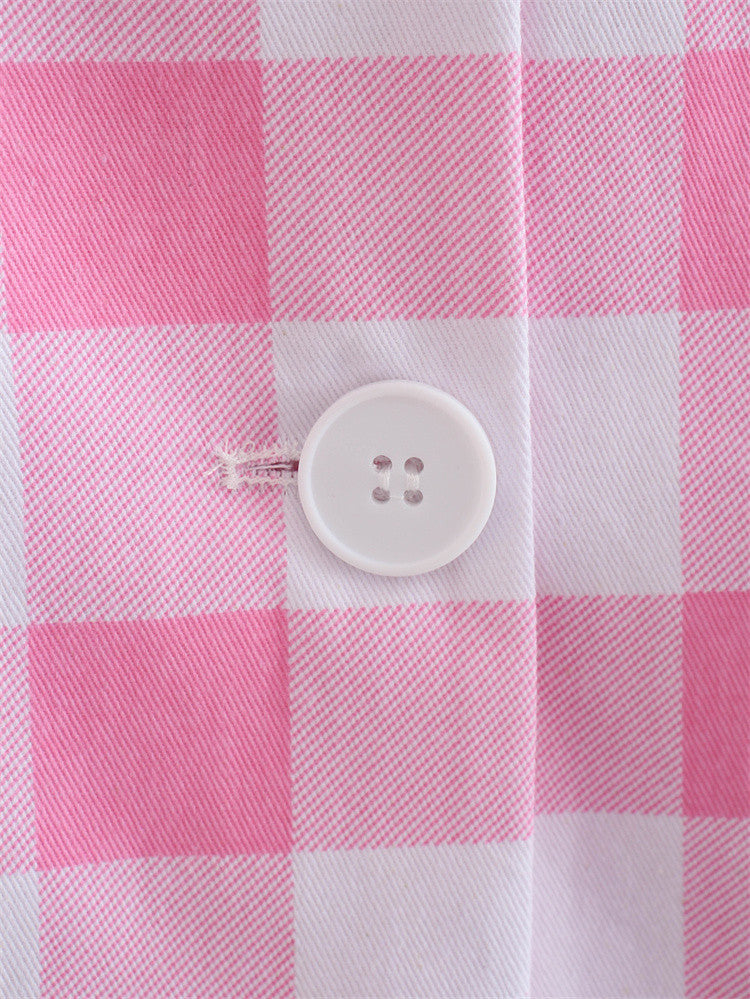 Spring And Summer New Plaid Loose Lapel Thin Suit Jacket