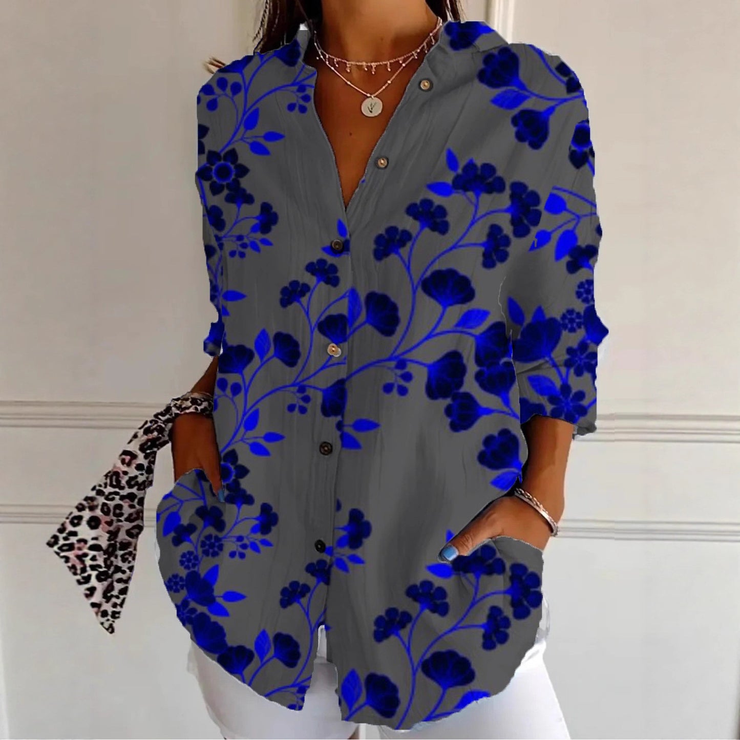 Womens Sophisticated Elegant Versatile Long-sleeve Blouse