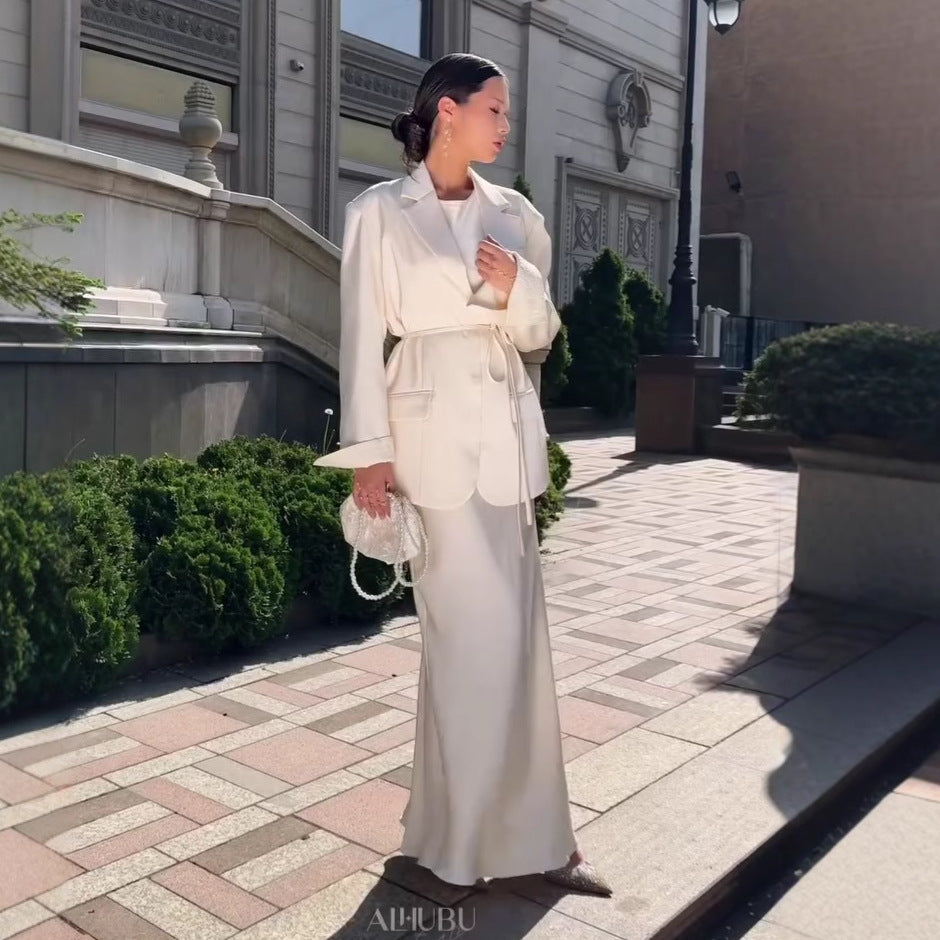 Womens Loose-fitting Solid-color Suit