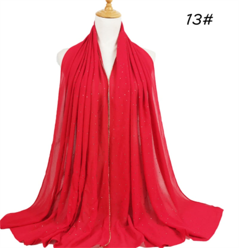 Summer Chiffon 70X180cm Pearl Beaded Scarf