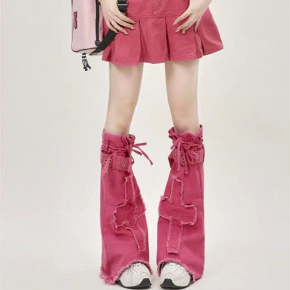 Dopamine Girl Cross Slightly Flared Jeans Leg Warmer