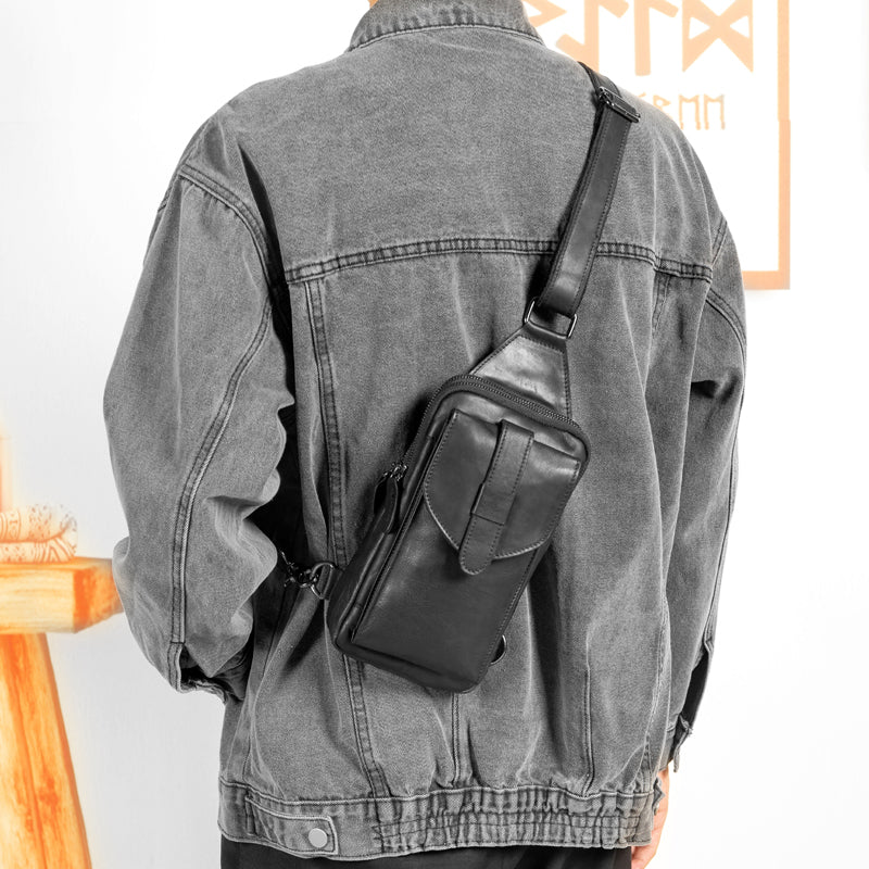 Fashion New Men's Leather Chest Bag