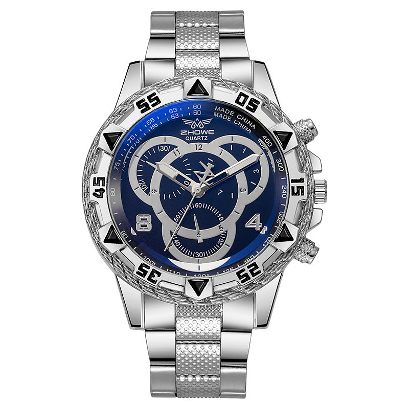 Men's All-match Simple Three-eye Steel Watch