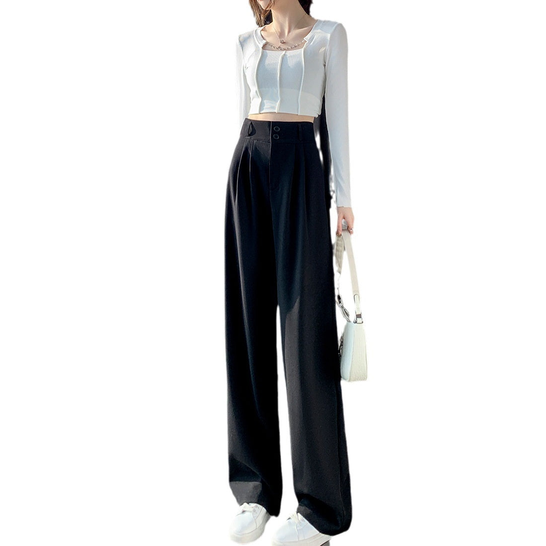New Brown High Waist Slimming Loose Drooping Small Casual Pants