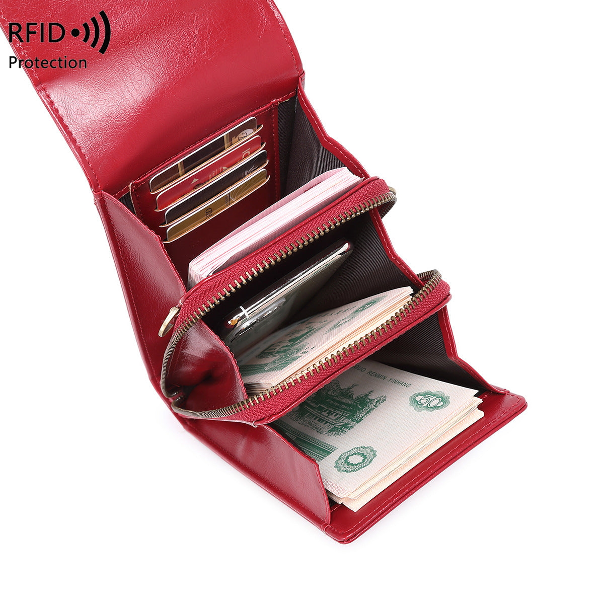 Anti-magnetic Phone Bag Retro Wax Leather Phone Case
