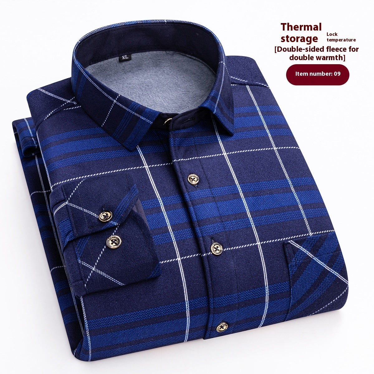 Long Sleeve Warm Men's Casual Shirt Fleece-lined Thick Warm Shirt