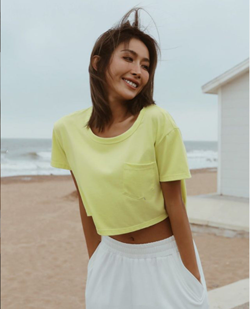 Solid Color Leaky Navel Cropped Top Navel Pullover Sweater