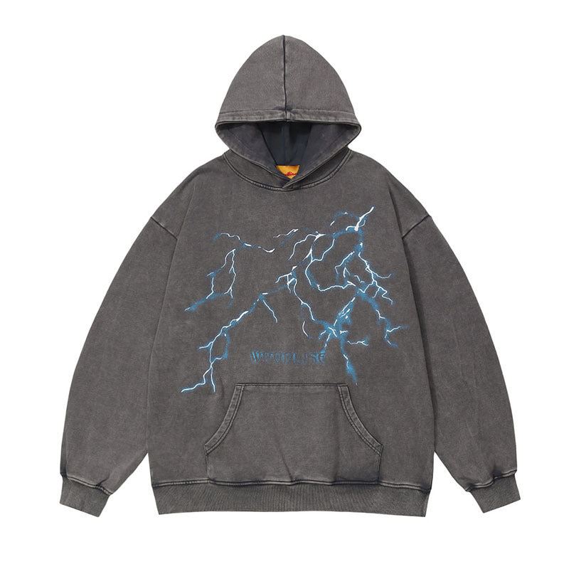 American Style Hip Hop Washed Oversize Hooded Sweater For Men